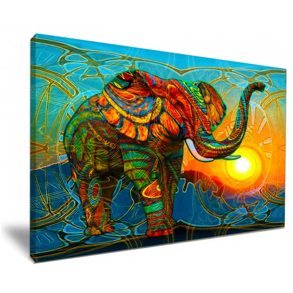 Painted Thai Elephant Sunset