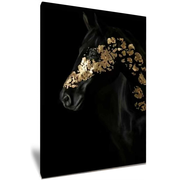 Gold Painted Black Beauty Horse Stallion