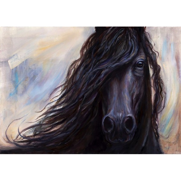 Beautiful Friesian Horse Painting